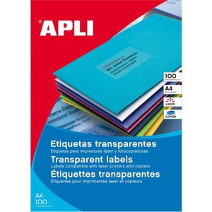 Etiquettes pour Imprimante Apli 01224 Transparent 20 Volets 70 x 37 mm