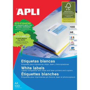 Étiquettes adhésives Apli 100 Volets 210 x 148 mm Blanc