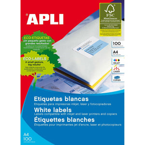 Adhesive labels Apli 70 x 37 mm 100 Sheets White