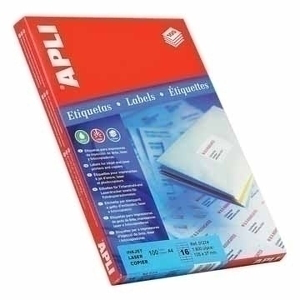 Etiquettes pour Imprimante Apli 100 Volets 64 x 33,9 mm Blanc