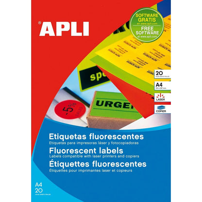 Etiquettes pour Imprimante Apli     Jaune 210 x 297 mm