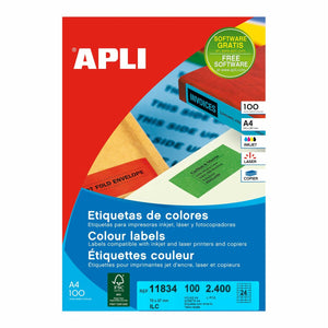 Étiquettes adhésives Apli 100 Volets Fluor 70 x 37 mm Jaune