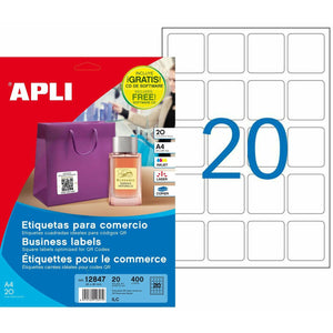 Etiquettes pour Imprimante Apli 45 x 45 mm 20 Volets A4 Blanc 210 x 297 mm