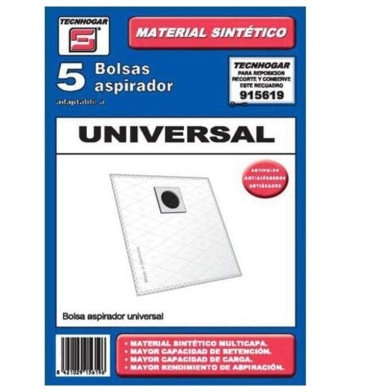 Universal-Ersatzbeutel für Staubsauger Tecnhogar 915619 (5 uds)