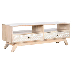 Meubles de télévision DKD Home Decor Blanc Naturel Bois de manguier 130 x 40 x 45 cm