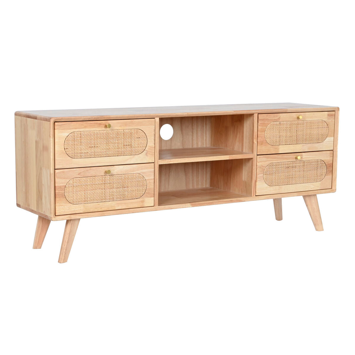 Meubles de télévision DKD Home Decor Naturel Métal Bois d'hévéa 120 x 30 x 48 cm