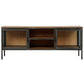 TV furniture Home ESPRIT Natural Dark grey Wood Metal 137 x 40 x 55 cm