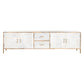 TV-Möbel Home ESPRIT Weiß Braun Gold Eisen Mango-Holz 180 x 34 x 51 cm