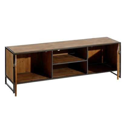 TV furniture CÉSARE 150 x 40 x 49 cm Black Metal Wood Brown