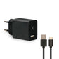 Wall Charger + USB A to USB C Cable KSIX USB Black