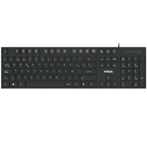 Keyboard Nilox NXKBE000012 Black Spanish Qwerty