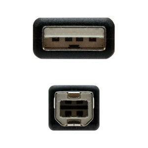 USB 2.0 A zu USB-B-Kabel NANOCABLE 10.01.0102-BK Schwarz 1 m