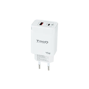 Chargeur mural TooQ Cargador de Pared GaN USB-C/PD + USB-A/QC 45W, Blanco Blanc 45 W