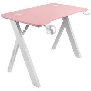 Schreibtisch Mars Gaming MGD100RGBP Weiß Rosa Stahl 100 x 60 cm