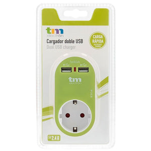 Prise Murale avec 2 Ports USB TM Electron Vert