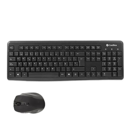 Keyboard and Mouse CoolBox COO-KTR-02W Spanish Qwerty Black Wireless