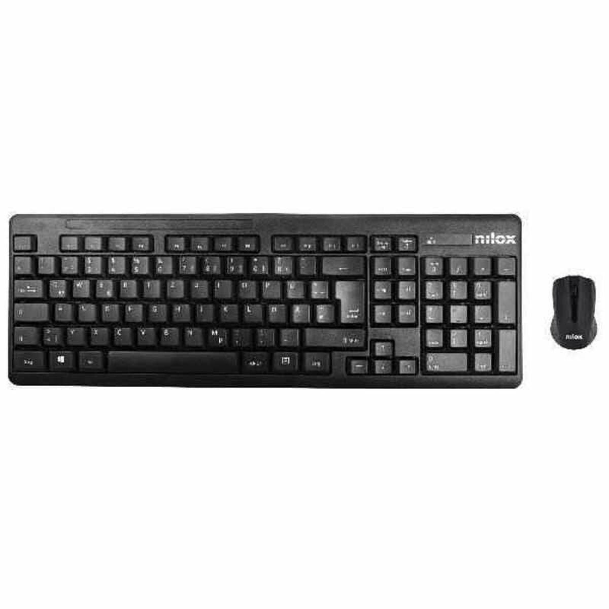 Tastatur mit Maus Nilox Combo de ratón más teclado wireless Schwarz Qwerty Spanisch