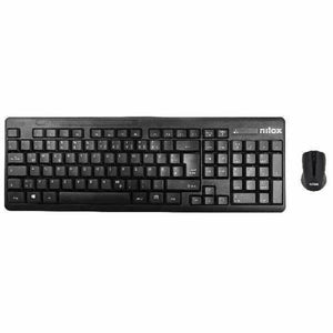 clavier et souris Nilox Combo de ratón más teclado wireless Noir Espagnol Qwerty