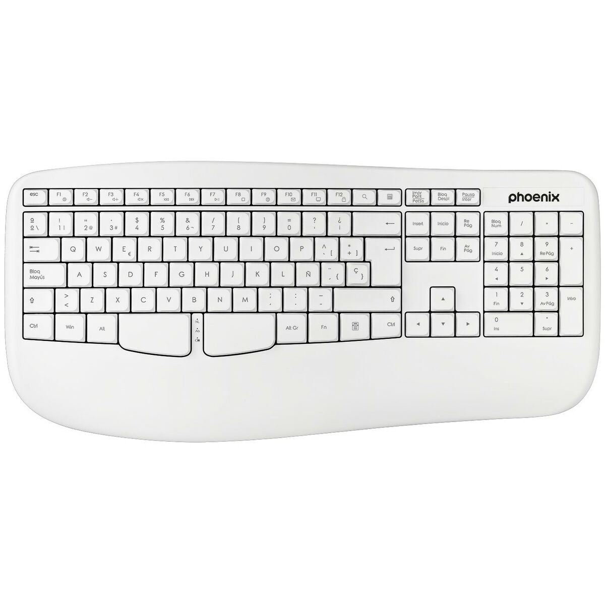 Drahtlose Tastatur Phoenix K201 Weiß Qwerty Spanisch