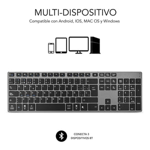 Drahtlose Tastatur Subblim SUB-KB-3ADE301 Bluetooth 3.0 Grau