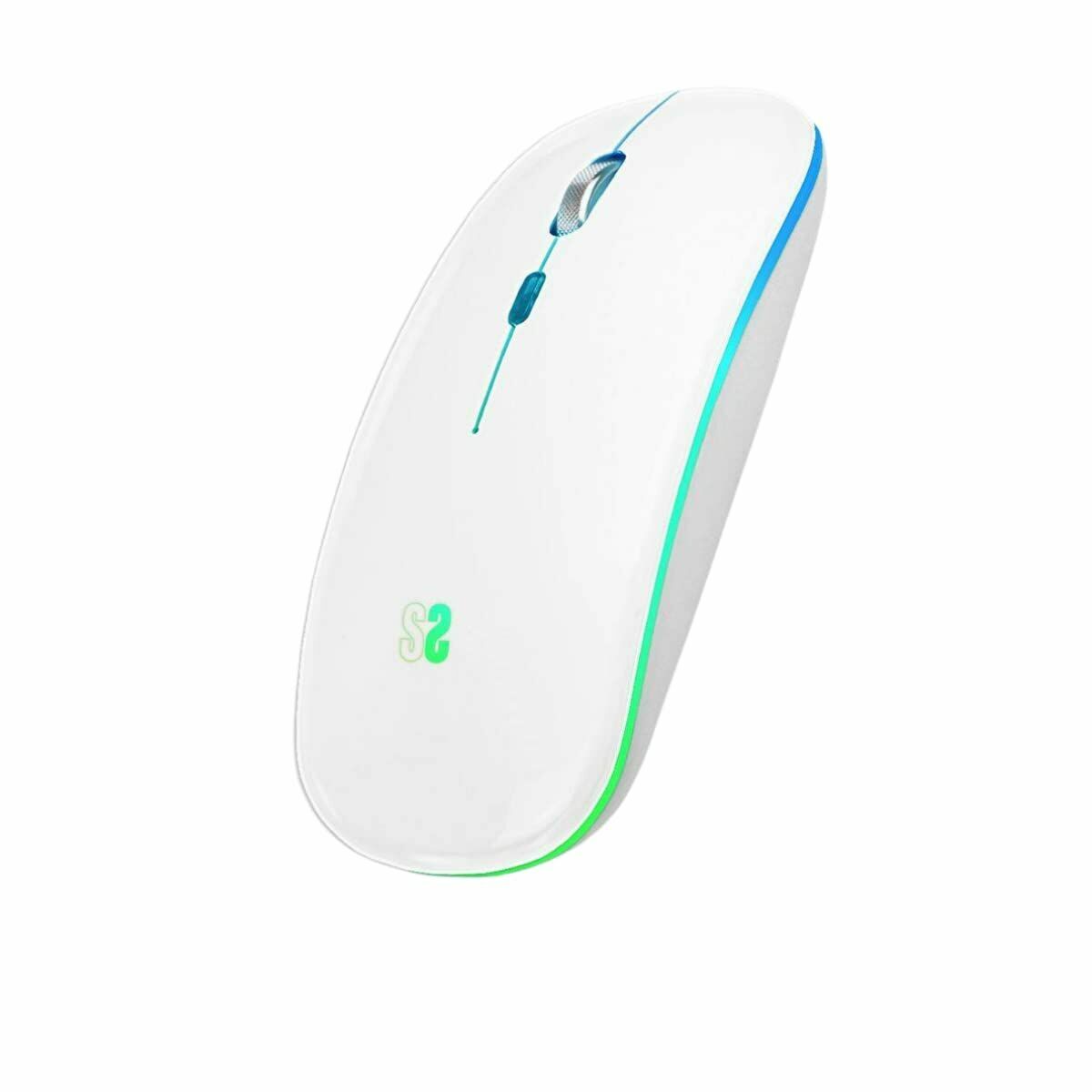 Drahtlose Bluetooth Maus Subblim Ratón Inalámbrico Bluetooth + RF RGB LED Dual Flat Mouse White