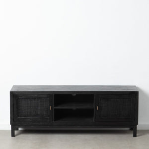 TV furniture SHADOW Black Mindi wood 150 x 40 x 55 cm