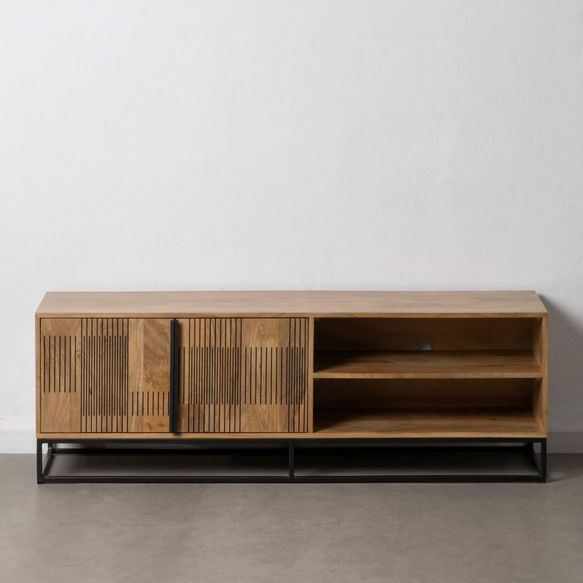 TV furniture 150 x 40 x 50 cm Natural Black Wood Iron