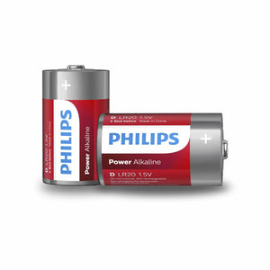 Piles Alcalines Philips Power LR20 1,5 V Type D (2 Unités)