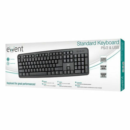 Tastatur Ewent EW3109 PS/2 USB Schwarz