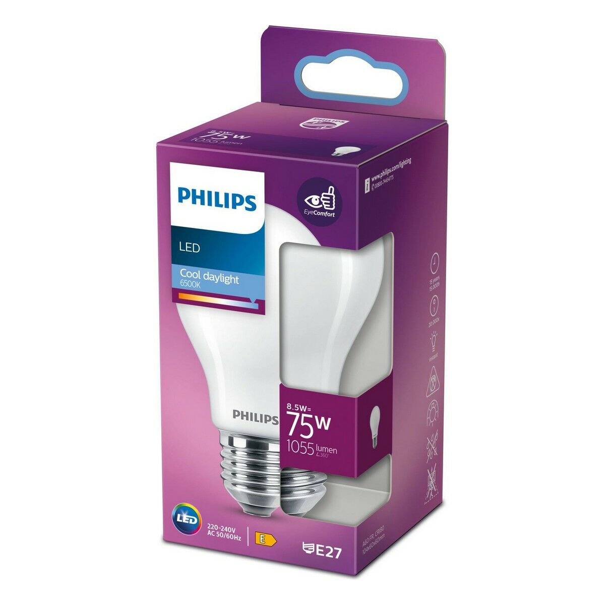 LED-Lampe Philips E 8,5 W E27 1055 lm Ø 6 x 10,4 cm (6500 K)