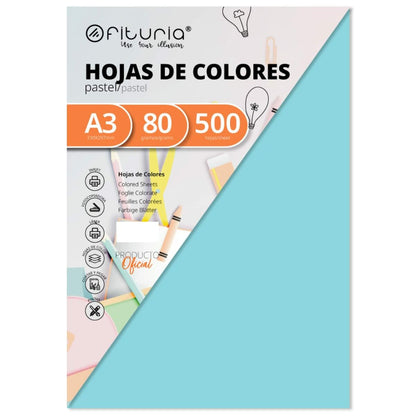 Printer Paper Fabrisa Blue Light Blue A3 500 Sheets