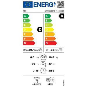 Laveuse - Sécheuse AEG LWR7316O4O Blanc 1600 rpm