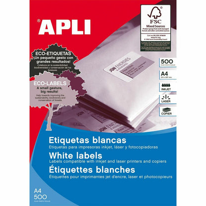 Étiquettes adhésives Apli 500 Volets 105 X 74 mm Blanc