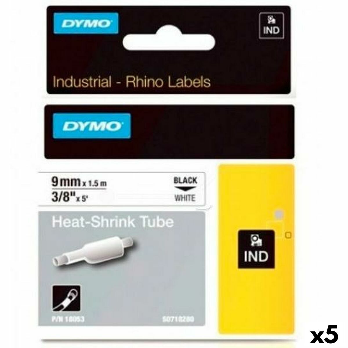 Ruban Laminé pour Etiqueteuses Dymo Rhino ID1-9 1,5 m 9 mm (5 Unités)