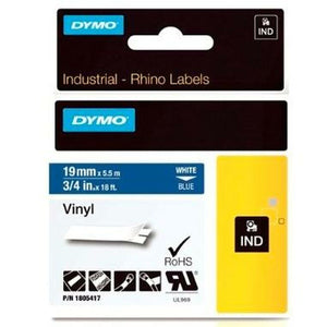 Laminated Tape for Labelling Machines Dymo Rhino 19 mm x 5,5 m Blue White Stick (5 Units)