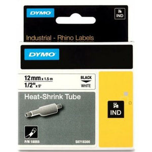 Laminated Tape for Labelling Machines Rhino Dymo ID1-12 White Black 12 x 1,5 mm (5 Units)