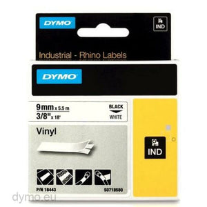 Ruban Laminé pour Etiqueteuses Rhino Dymo ID1-9 Blanc Noir 9 x 5,5 mm Autocollants (5 Unités)