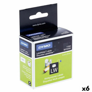 Etiquettes pour Imprimante Dymo Blanc Noir 1000 Pièces 13 x 25 mm (6 Unités)