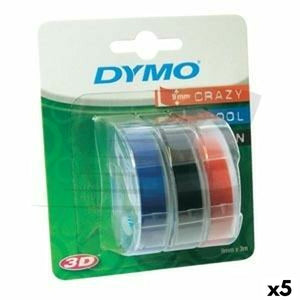 Laminiertes Klebeband zur Kennzeichnung von Maschinen Dymo 9 mm x 3 m Rot Schwarz Blau (5 Stück)