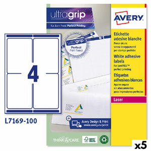 Drucker-Etiketten Avery L7169 Weiß 100 Bettlaken 99,1 x 139 mm (5 Stück)