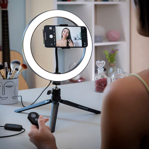 Selfie Ring Light Anneau de Lumière avec Triepied et Télécommande Youaro InnovaGoods