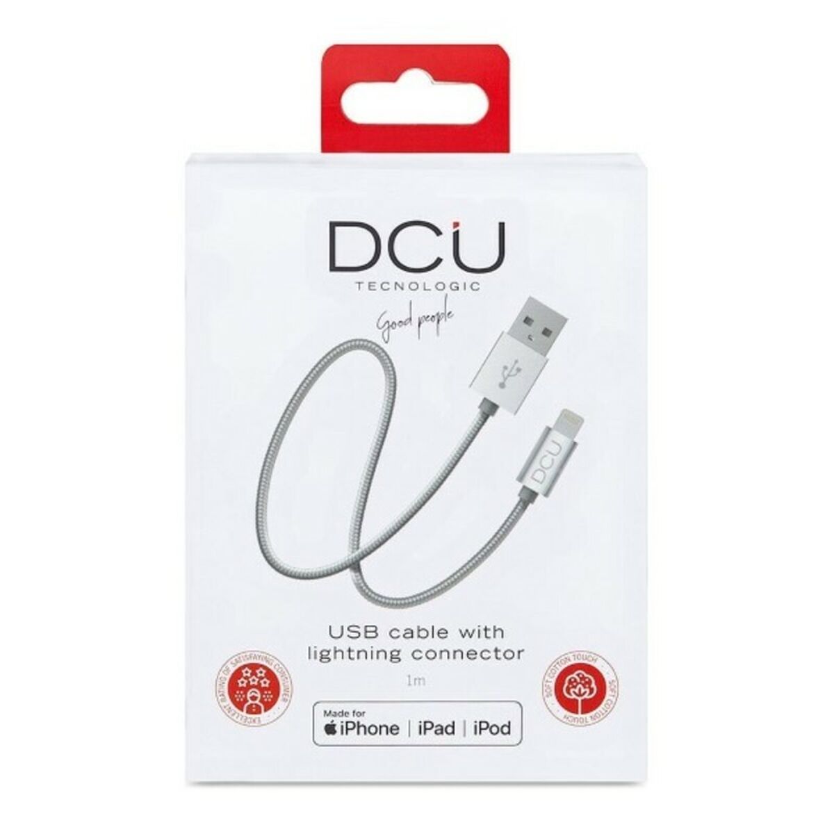 USB-Ladekabel Lightning  iPhone DCU Silberfarben 1 m